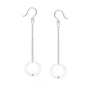 White Planet Drop Earrings